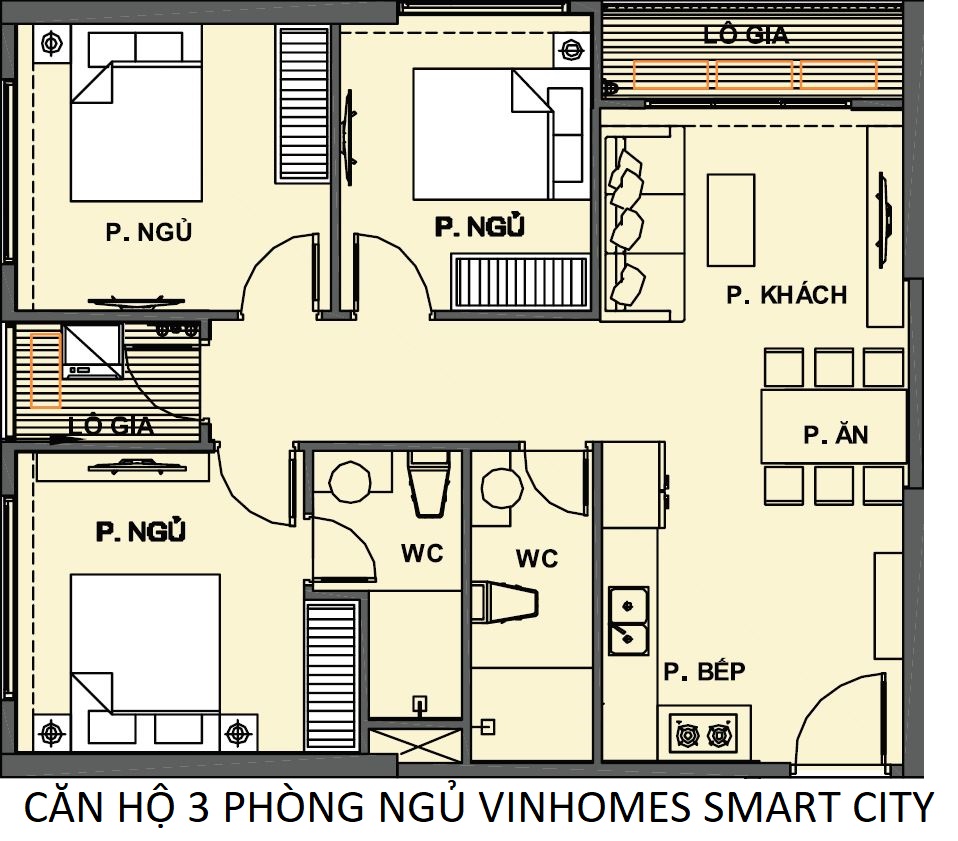 Căn Hộ 3 Phòng Ngủ Vinhomes Smart City Phù Hợp Với Gia Đình Đa Thế Hệ